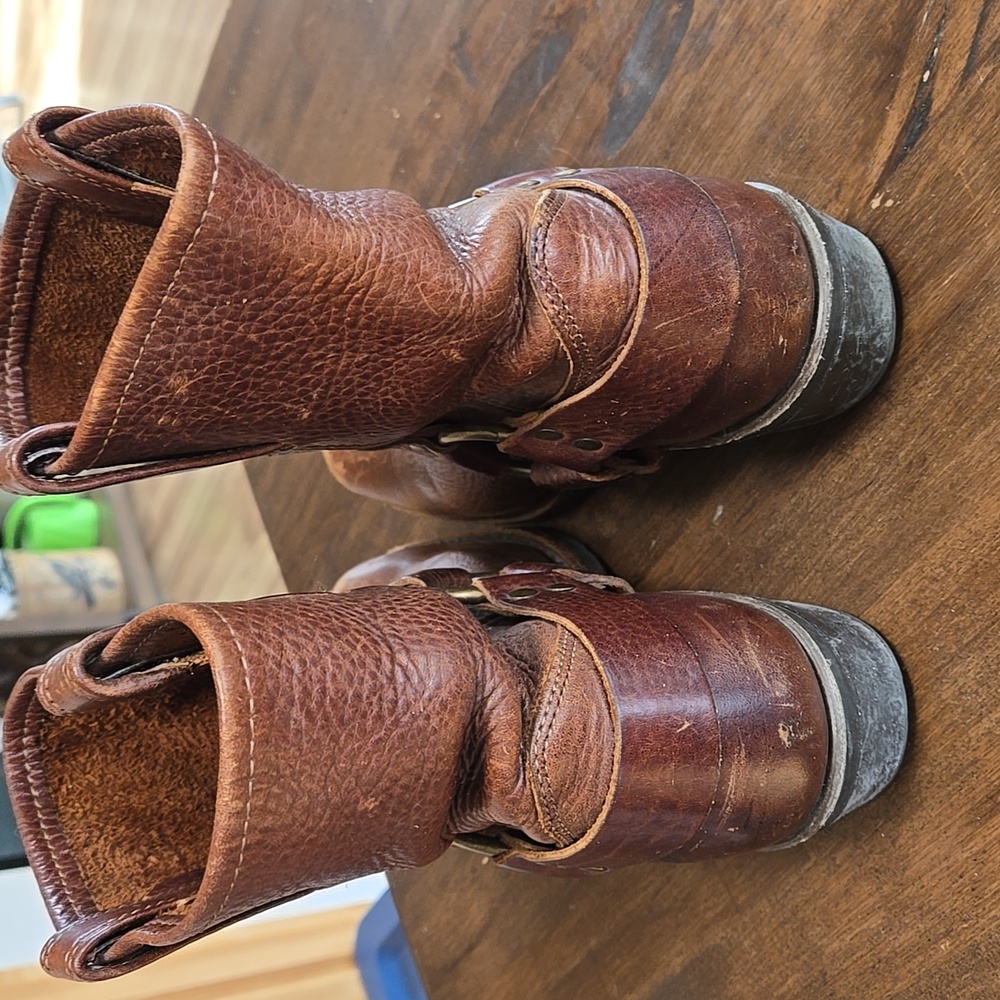 Frye Brown Leather Harness Moto Boots - Picture 2 of 8